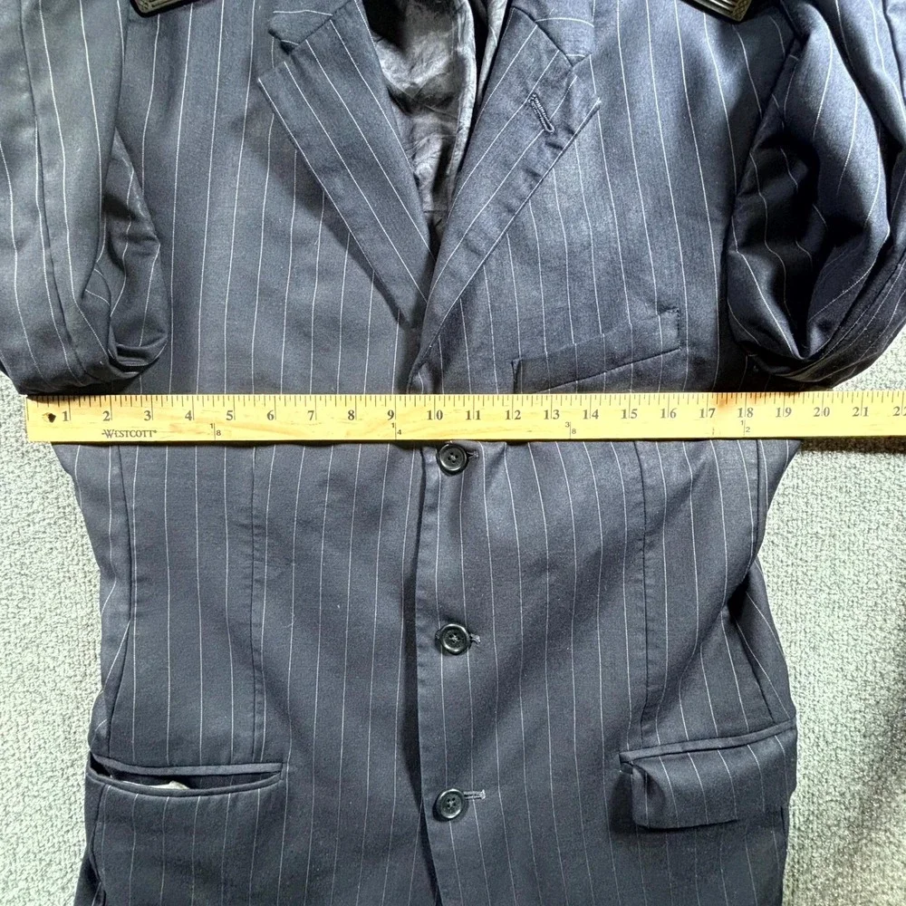 Tommy Hilfiger Suit Jacket Men 38R Navy Blue Pinstripe 100% Wool Casual Business